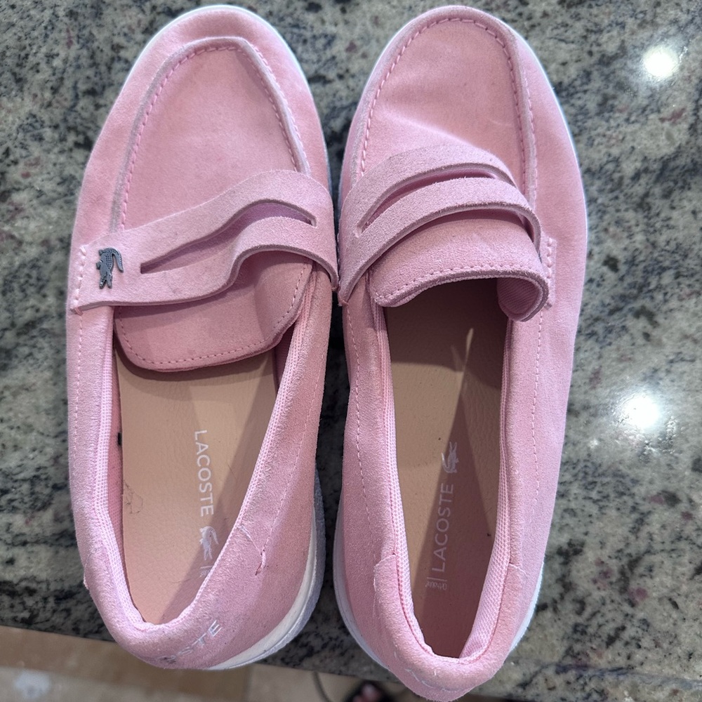 Lacoste Women's Soft Pink Suede Loafers